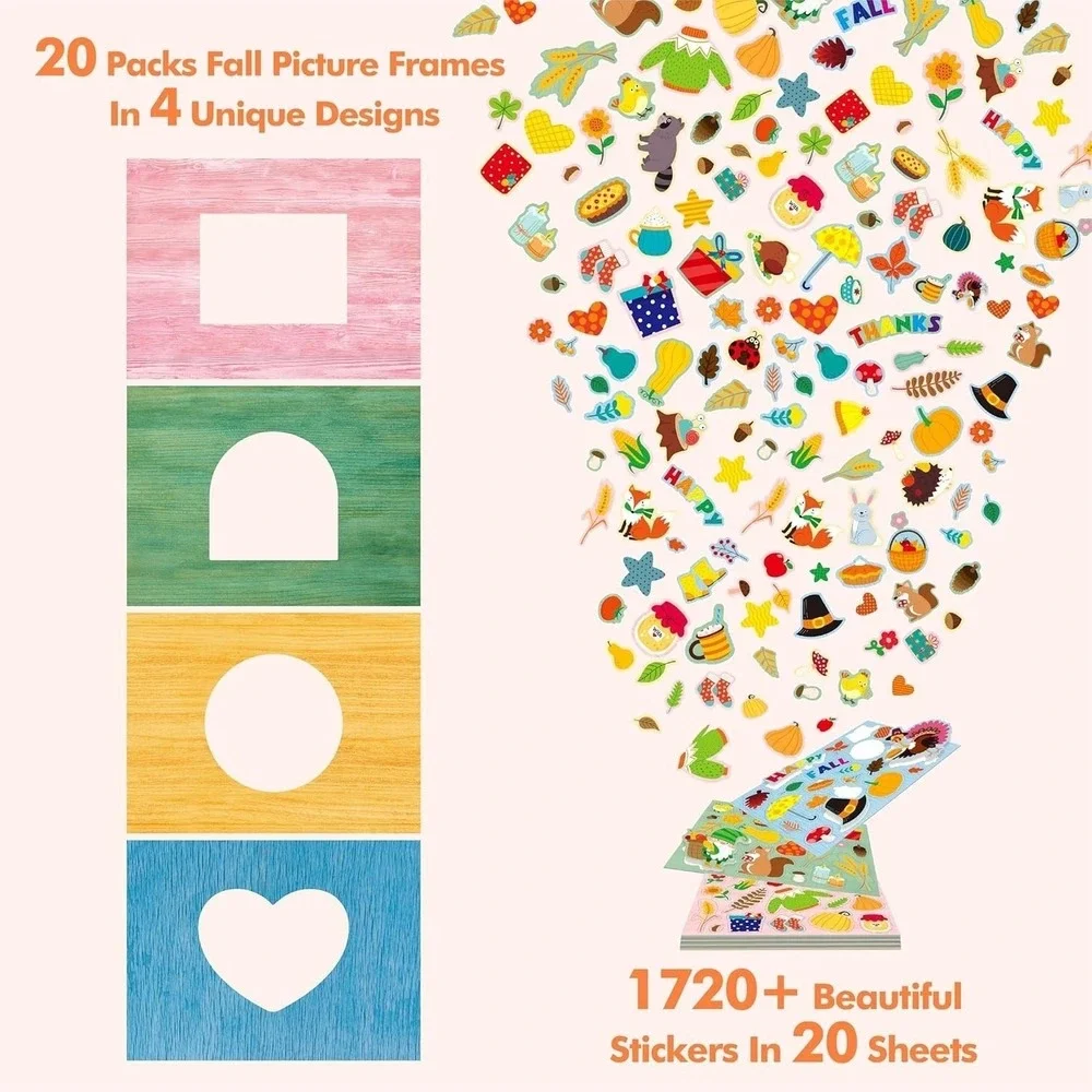 Hebayy Picture‎ Frame Happy Fall Autumn Stickers DIY Art Craft Kits For Kids